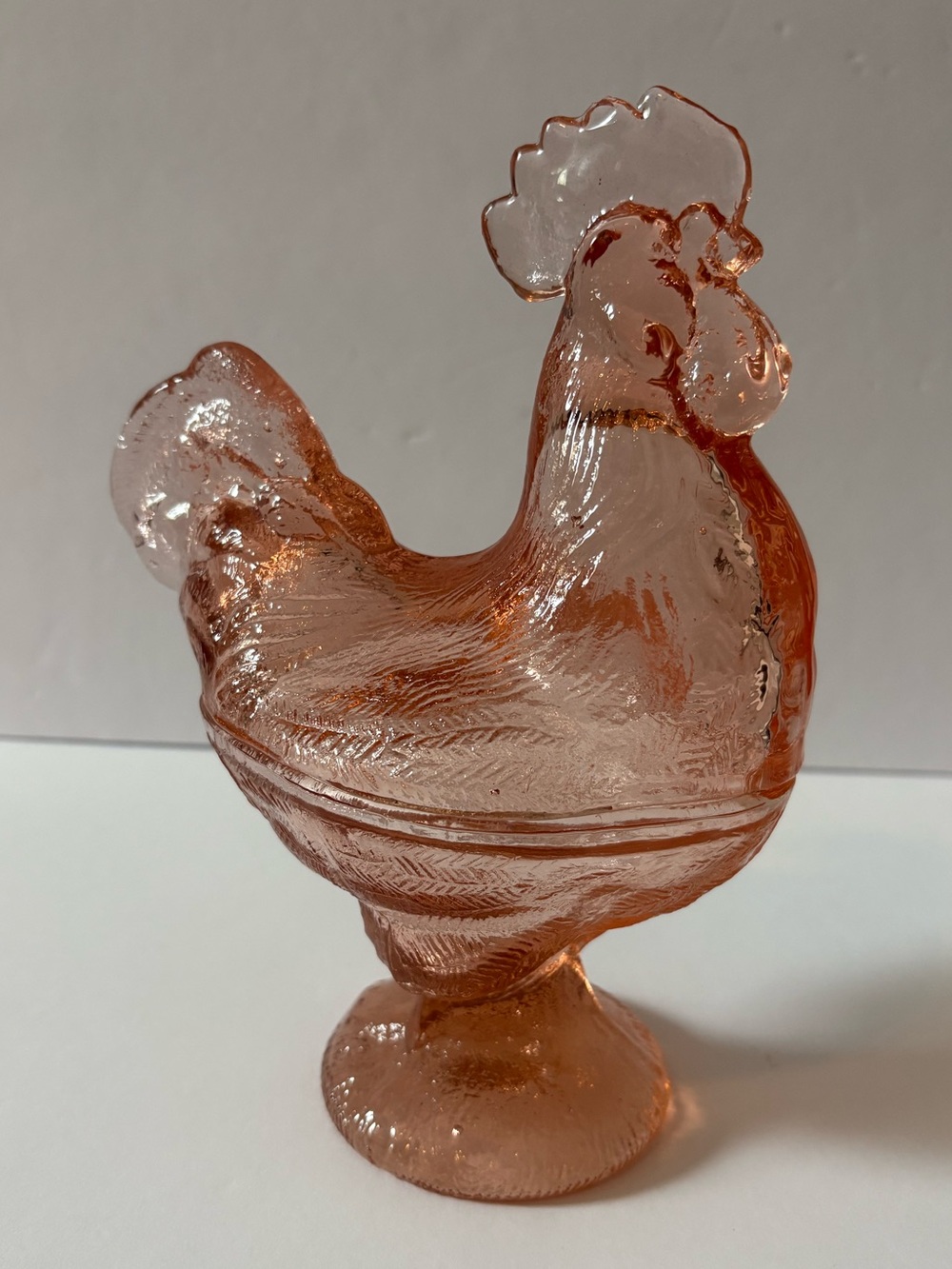 Vintage Westmoreland Pink Glass Rooster Dish